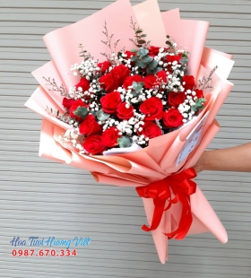 Hoa hồng bó đỏ thắm tặng người yêu-HV31