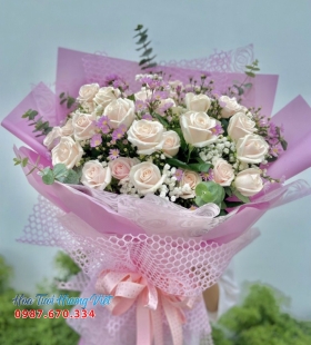 Bó hoa hồng phấn chúc mừng-HV41